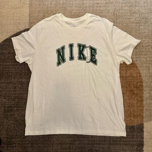 Nike - White Green Varsity Letter Tee Shirt - XXL